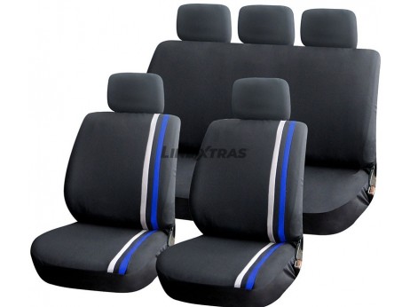Juego Fundas Asiento Super Racing Azul / Blanco