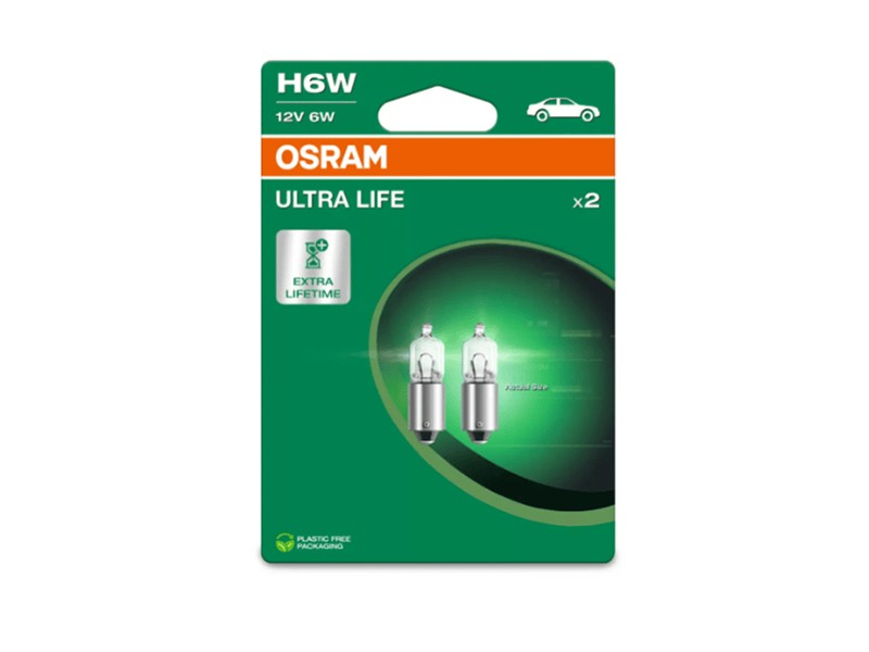06.64132ULT-2BL - OSRAM ULTRA LIFE 12V 6W H6W (BAX9S) LAMPS