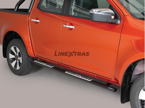 BLACK SIDE STEPS W/ALUM PLATE. ISUZU D-MAX 2024+