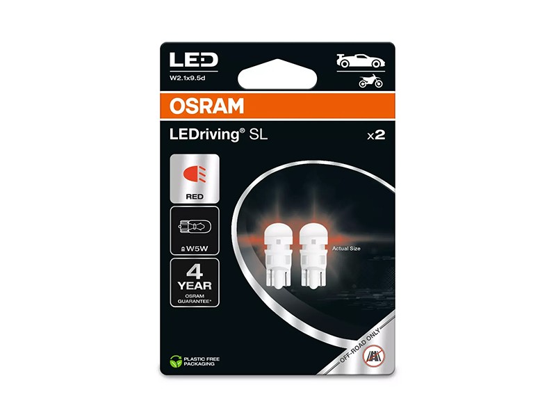 LEDRIVING SL W2.1X9.5D ( W5W ) RED ,0.6W