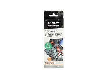 WRC KIT CHARGEUR 3 EN 1 UNIVERSEL : PRISE ALLUME-CIGARE ET CÂBLE MULTI-EMBOUTS