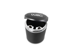 [72.7365] WRC POUBELLE DE BORD RIGIDE NOIRE CONTOUR CHROMÉ RANGEMENT VOITURE