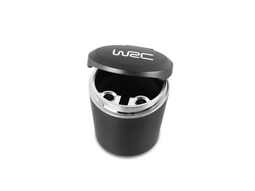 [72.7365] WRC POUBELLE DE BORD RIGIDE NOIRE CONTOUR CHROMÉ RANGEMENT VOITURE