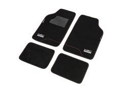 [72.7592] WRC 4 TAPIS DE SOL UNIVERSELS EN MOQUETTE VELOUR NOIR ET SURPIQÛRE ROUGE