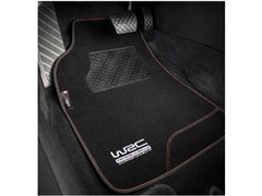 WRC 4 TAPIS DE SOL UNIVERSELS EN MOQUETTE VELOUR NOIR ET SURPIQÛRE ROUGE