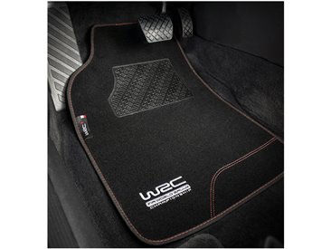 WRC 4 TAPIS DE SOL UNIVERSELS EN MOQUETTE VELOUR NOIR ET SURPIQÛRE ROUGE