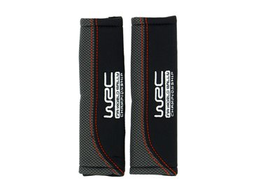 [72.7593] WRC 2 FOURREAUX DE CEINTURE TISSU NOIR IMPRIMÉ CARBONE AVEC SURPIQÛRE ROUGE