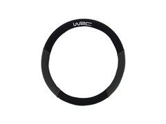 [72.7594] WRC COUVRE-VOLANT UNIVERSEL NOIR IMPRIMÉ CARBONE SURPIQÛRE ROUGE STYLE RACING