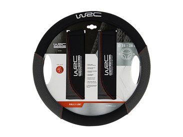 WRC KIT COUVRE VOLANT+FOURREAU DE CEINTURE STYLE RACING AVEC SURPIQÛRE ROUGE