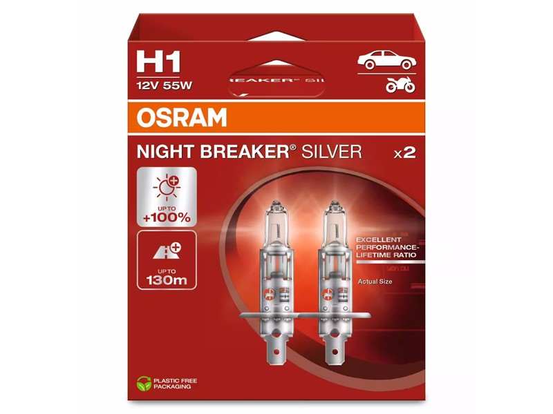 H1 Osram Night Breaker Plata Lámparas (Cx2)