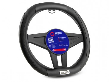 BLACK DOUBLE D STEERING WHEEL COVER 35CM SPARCO