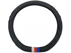 RACING STEERING WHEEL COVER (WHITE, RED, BLUE STRIPE) D