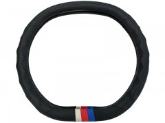 RACING STEERING WHEEL COVER (WHITE, RED, BLUE STRIPE) DOUBLE D