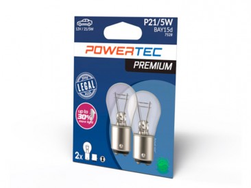 LÂMPADA POWERTEC PREMIUM P21/5W 1157 12V 21/5W BAY15D
