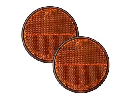 2x Reflectores Redondos Naranja (Instalación con Adhesiva)
