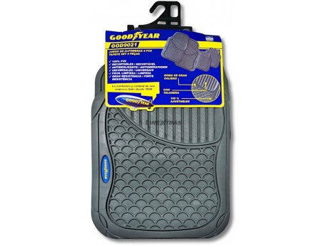Kit 4 Tapetes Borracha Goodyear Cinza