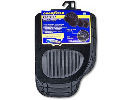Juego 4 Alfombras PVC + Moqueta Goodyear Negro