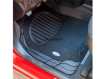 Juego 4 Alfombras PVC + Moqueta Goodyear Negro